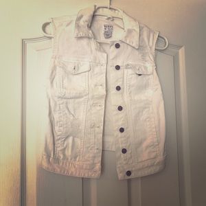 Guess white denim vest